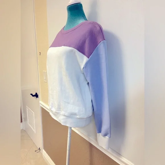 Anthropologie Sundry Color Block Sweatshirt Size 0 XS Long Sleeve Pullover